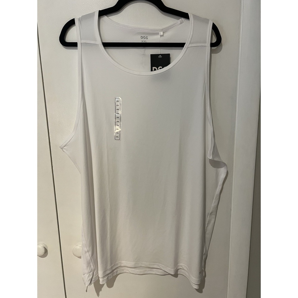 DSG Men's Tank Top Pure White Size XXL Running Training Gymwear Activewear